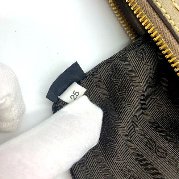 Auth PRADA Vitello Shine Bauletto Leather Tote Bag in Pomice Preloved Very Good - Picture 15 of 15